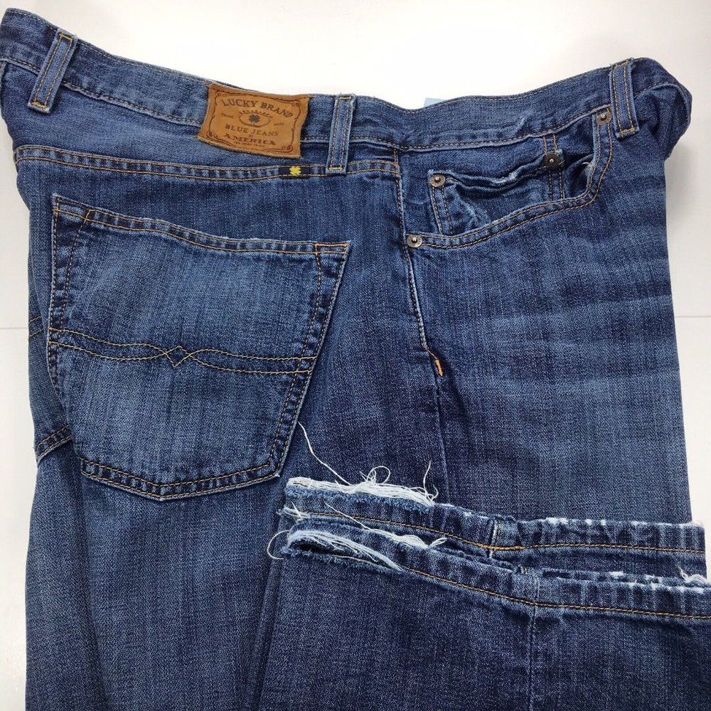 Lucky Brand Mens 221 Original Straight Blue Jeans 36x30 Denim Cuff‎ Wear